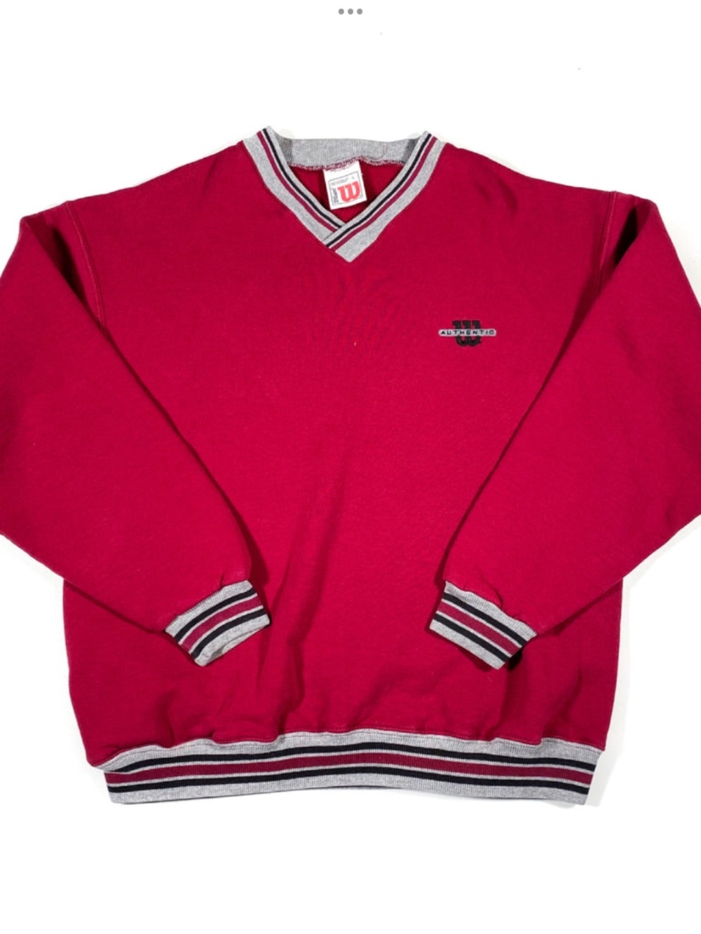 vintage 1990s Wilson V-neck ringer sweatshirt xl red